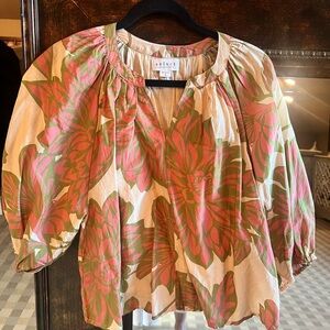 Velvet Women's Floral Top - Pink and Green